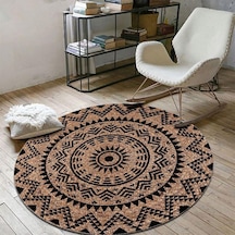 Jüt Yuvarlak Hasır Halı Yolluk Salon Oda Mutfak Halısı Ks-1018