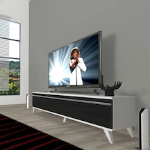 Decoraktiv Eko 140t Mdf Retro Tv Ünitesi Tv Sehpası - Beyaz - Siyah Beyaz - Siyah
