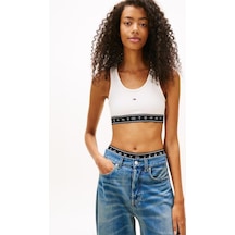 Tommy Hilfiger Tjw Kısa Şerit Detaylı Büstiyer Kadın Beyaz T-shirt Dw0dw22537ybh BEYAZ