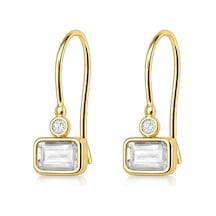 Gia Baget Taşlı Sallantılı Altın Küpe 14 Ayar