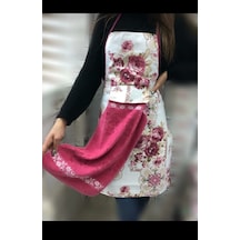 Nivemeshome Pembe Kadife Havlulu Mutfak Önlüğü Pembe