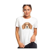 Dog Head Köpek Baskılı Beyaz Kadın Tshirt (534308951)