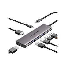 Lemorele Tc66, 7 İn 1 Type-c To Usb Hub Dock Çoklayıcı, Çift 4k Hdmı Çıkışlı 100w Pd Şarj 4x Usb Çoğaltıcı