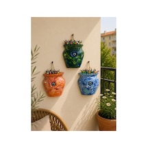 Ebru Desenli Saksı Ev Dekorasyon Duvar Dekorasyon Bahçe Dekorasyon Balkon Dekorasyon Süsü 3 ' Lü Set
