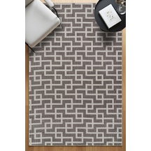 Villadia Home Textile Kaymaz Taban Modern Desen Halı Yolluk Leke Tutmaz Kolay Temizlenir Koridor Salon Yatak Mutfak Odası Vd1105gri Gri