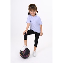 Toontoy Kids Toontoy Kız Çocuk Baskılı Kapüşonlu Kısa Kollu Tişört Mavi