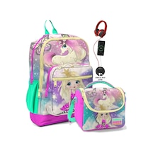 Coral High Okul Çantası Ve Beslenme Çanta Seti - Usb Soketli - Su Yeşili Unicorn Kız Çocuk
