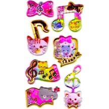 Sticker Kabartmalı Stiker Defter, Planlayıcı Etiket Sulu-907 -14x8 Cm - Sulu Nota Kedi