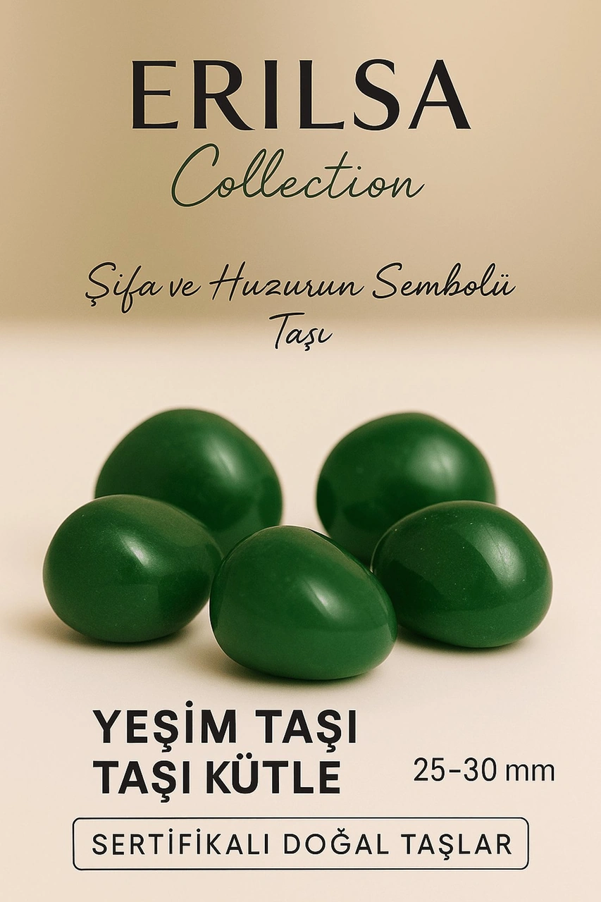 Sertifikalı Yeşim Green Jade Taşı Kütle 25 30 Mm Şifa Ve Huzu
