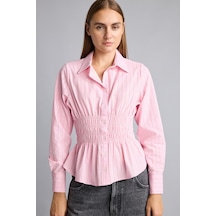 Defacto %100 Pamuk Fıtted Çizgili Poplin Uzun Kollu Gömlek H0347ax26aupn693 Pembe-pn693