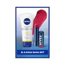 NIVEA Kırmızı Renkli Nemlendirici Dudak Bakım Kremi + Q10 El Kremi 75 ML