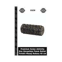 Premium Salon Aktivite Kas Gevşetme Foam Roller Tırtıklı Masaj Rulosu 45 Cm Siyah - Sarı
