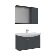 Orka Purus 100 Cm Mat Antrasit Spot Aynalı Banyo Dolabı Takım Asma Antrasit