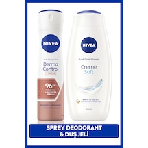 NiveaCreme Soft Duş Jeli 500m ML + Kadın Sprey Deodorant Derma Control Clinical 50 ML 96Saat Ter Koruması