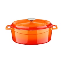 Lava Döküm Oval Tencere. Edition Serisi Ölçü 25x31cm. Turuncu Kırmızı