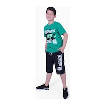 Fyk Kids Yazı Baskılı Erkek Çocuk Kapri Takım Yeşil
