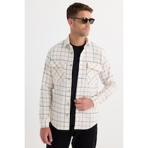 Tudors Erkek Slim Fit Dar Kesim Spor Yaka Çift Cep Kapaklı Kareli Gömlek-37775 Çok Renkli