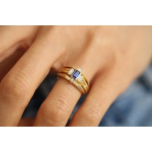 Reis Kuyumculuk T9342 Queen Blue Iıı Altın Yüzük