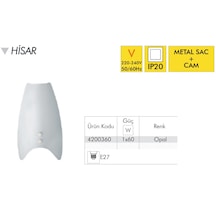 Metal Sac E27 Cam Duvar Apliği Beyaz - Cam
