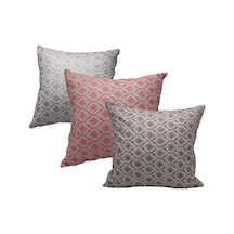Melisa Damask Baskılı Duck Kumaş Kahve&kırmızı&gümüş Kırlent 45 45 Cm Üçlü - 813 45 x 45