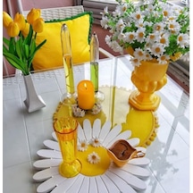 Beyaz Papatya Ahşap Supla - Amerikan Servis - Tabak Altı Çok Renkli