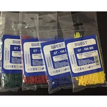 Gwest 2,5x100mm 10cm Renkli Plastik Cırt Kelepçe Kablo Bağı 4renk