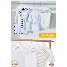 12 Adet Çocuk Elbise Askısı, Bebek Askısı, Beyaz