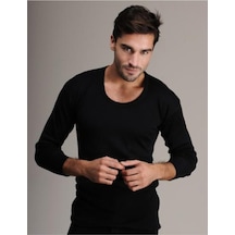 Hasyün Erkek Siyah Uzun Kollu Sıfır Yaka Saf Üst İçlik 001