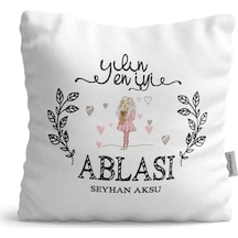 Kişiye Özel Yılın En Iyi Ablası Saten Yastık - 2