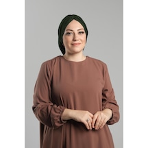 Hürrem Bone Haki Pratik Hazır Geçmeli Tesettür Bone Sandy Büzgülü Salaş 2119 09 Haki