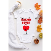 Babylimon Unisex Bebek Halam Beni Sever Kısa Kol Zıbın Beyaz - 105791986 Beyaz