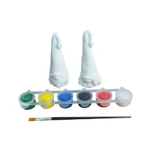Ehobici Taş Boyama Seti Gnome Cüceler 6 Renk Akrilik Boya 5ml + Fırça