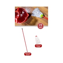 Standart Mop Temizlik Kovalarıyla Uyumlu Sap Ve Paspas Seti, 120cm Vidalı Metal Sap + Papatya İp Mop