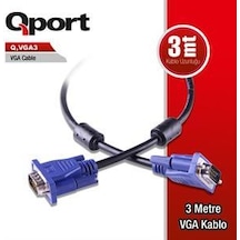Qport Q-vga3 15pın Fıltrelı 3mt Vga Kablo Cn