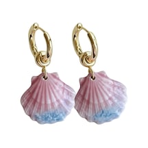 Çelik Renkli Midye Küpe Pembe 81732761