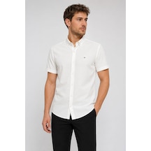 Classics Men Reeport Likralı Kısa Kol Slim Fit Erkek Gömlek - 7741 Beyaz