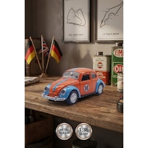 1:36 Metal Klasik Vosvos Çek Bırak Araba Kapıları Açılan Oyuncak 1967 Volkswagen Beetle - Turuncu
