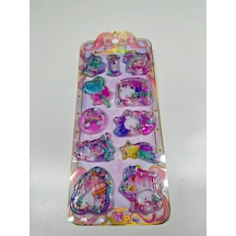 Sevimli Karakterler Temalı 3d Sulu Simli Boncuklu Kabartmalı Sticker Etiket Seti 1