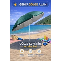Yeşil 170 Cm Ayarlanabilir Düz Renk Kumaş Plaj Şemsiyesi