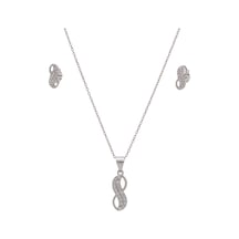 Sonsuzluk Model 925 Ayar Zirkon Taşlı Kadın 2'li Set Gümüş