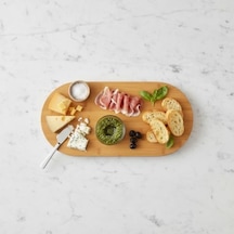 Ayaklı Bambu Sunum Tabakları, Ayaklı Bambu Sunumluk, Kek, Börek, Çörek Ve Çikolata Sunum Tepsisi Yuvarlak Kenarlı Oval Sunumluk 32xm 12cm 1,5cm Açık Gri