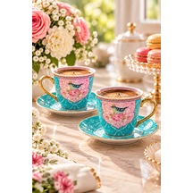 Royking Nice Qush Mavi 2 Kişilik Porselen Kahve Fincan Takımı - 100 Ml