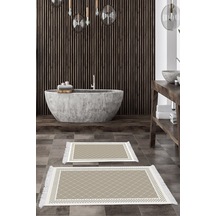 Dekoreko Kaymaz Taban Djt 2 Li Banyo Paspas Takımı Star Pamuk Saçaklı Modern 603m Bej