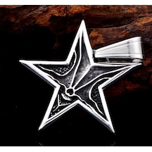 Paslanmaz Çelik Lucifer Pentagram Yıldız Kolye Gümüş