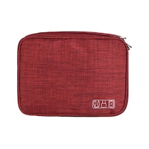 Fochsia Çift Katmanlı Şarj Kablosu Çantası Seyahat Usb Saklama Çantası Usb Sürücü Harddisk