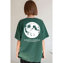 Flood Of Style Unisex The Moon Baskılı T-shirt Yeşil