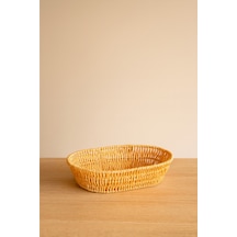 Oval Örgü Hasır Ekmek & Servis Sepeti 21 Cm Bej