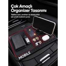 Araç İçi Kaydırmaz Organizer Mat Telefon Standlı Çok Amaçlı Konsol Düzenleyici 11