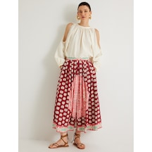 Koton Koton X Melis Ağazat - Uzun Çan Etek Etnik Desenli Viskon Kumaş Pembe Desenli 4sak70252ew Pembe Desenli Pembe