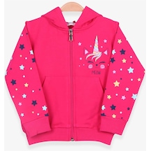 Breeze Kız Çocuk Hırka Kolları Desenli Baskılı 1-4 Yaş, Fuşya-fuşya Fuşya